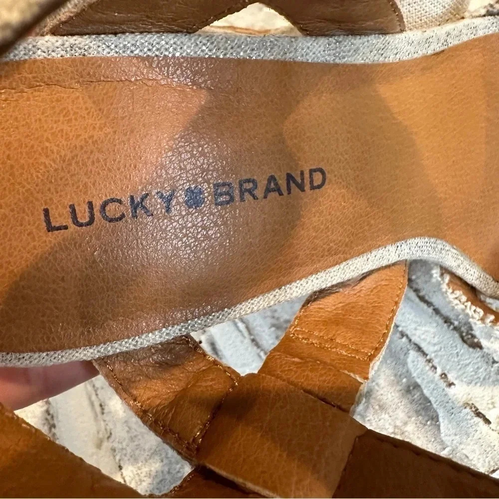 Lucky Brand Myghan Espadrille Linen Wedge Sandal Ankle strap Size 9.5 - Picture 8 of 11